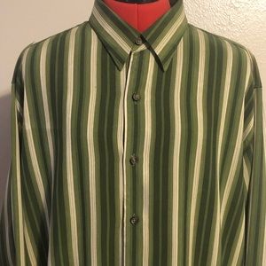 Pre owned Tommy Bahama XL LS Green Striped Shirt